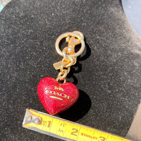 Coach Heart Bag Charm Key Ring Pink Glitter Resin And Metal Dog Leash Clip - Picture 8 of 10